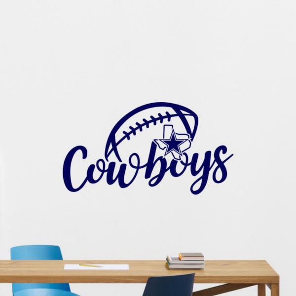 Cowboys Wall Decal Vinyl Sticker Football Wall Art Mascot Sign Gym Decor Kids Poster Mural Sport Player Gift Stencil 2614