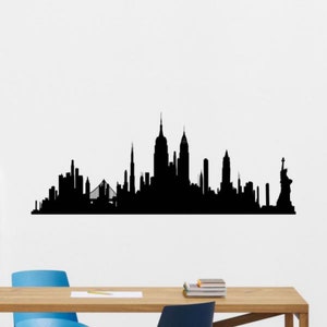 New York Skyline Decal Vinyl Wall Sticker New York City Landscape Wall Art Sign Decor Living Room Poster Mural Gift Stencil 2588