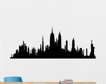 New York Skyline Decal Vinyl Wall Sticker New York City Landscape Wall Art Sign Decor Living Room Poster Mural Gift Stencil 2588