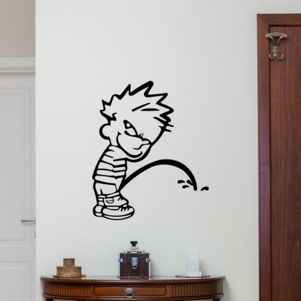 Junge Pinkeln Aufkleber Vinyl Wandaufkleber Calvin Pinkeln Wand Kunst Lustige Zeichen Dekor Toilette Poster Geschenk Badezimmer Schablone Wandbild 2622