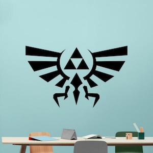 Triforce Decal Vinyl Wall Sticker Royal Crest Hyrule Triforce Eagle Wings Wall Art Quote Sign Decor Poster Mural Gamer Gift 2629