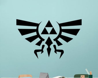 Triforce Decal Vinyl Wall Sticker Royal Crest Hyrule Triforce Eagle Wings Wall Art Quote Sign Decor Poster Mural Gamer Gift 2629