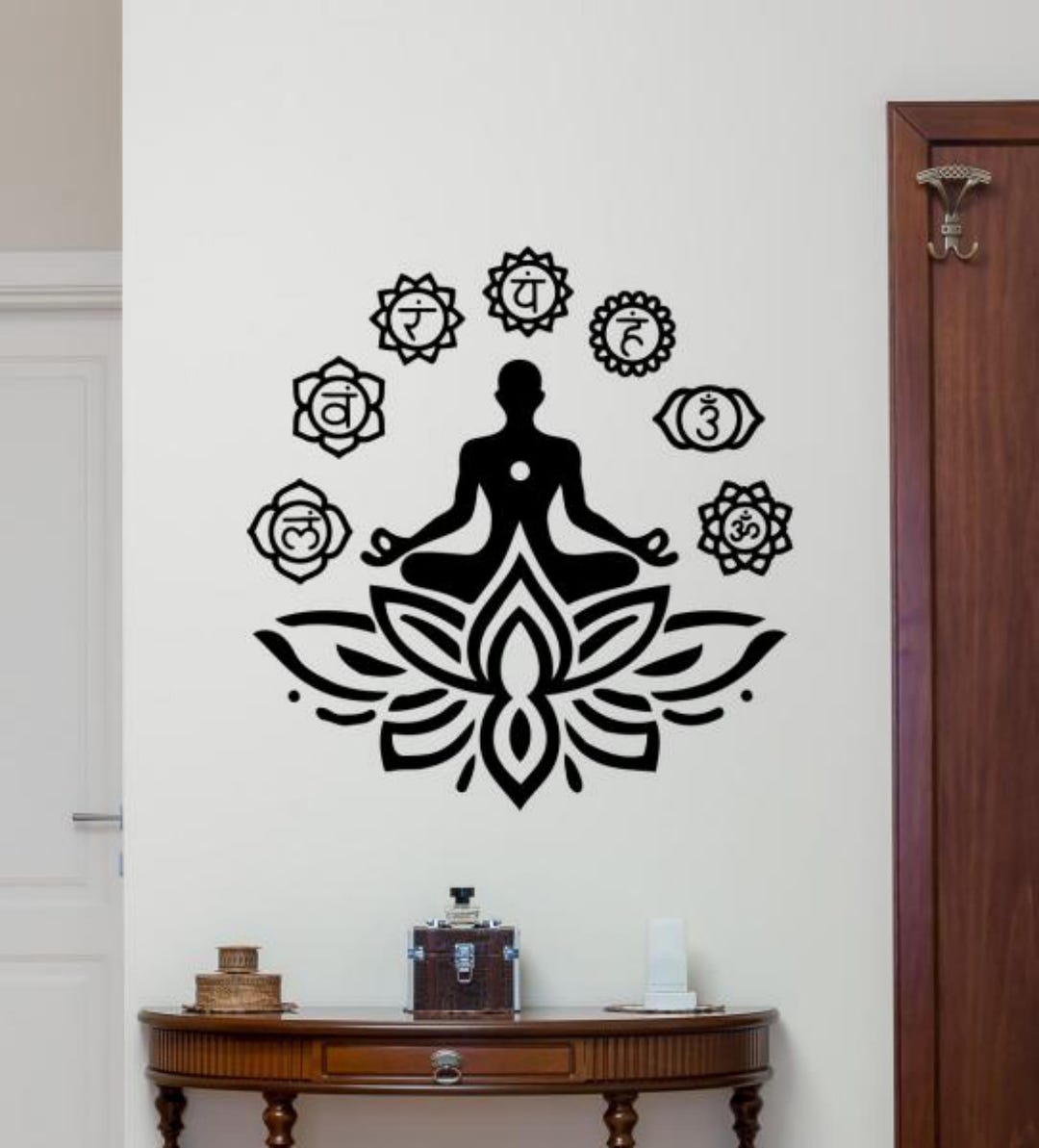 7 Chakra Wall Decal Vinyl Sticker Lotus Pose Flower 7 Chackras Tree ...
