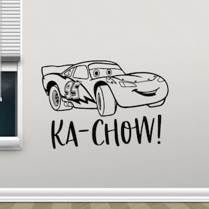 Ka-Chow pared calcomanía vinilo pegatina Rayo McQueen pared arte signo guardería decoración niños habitación cartel niños mural regalo coche impresión 2553
