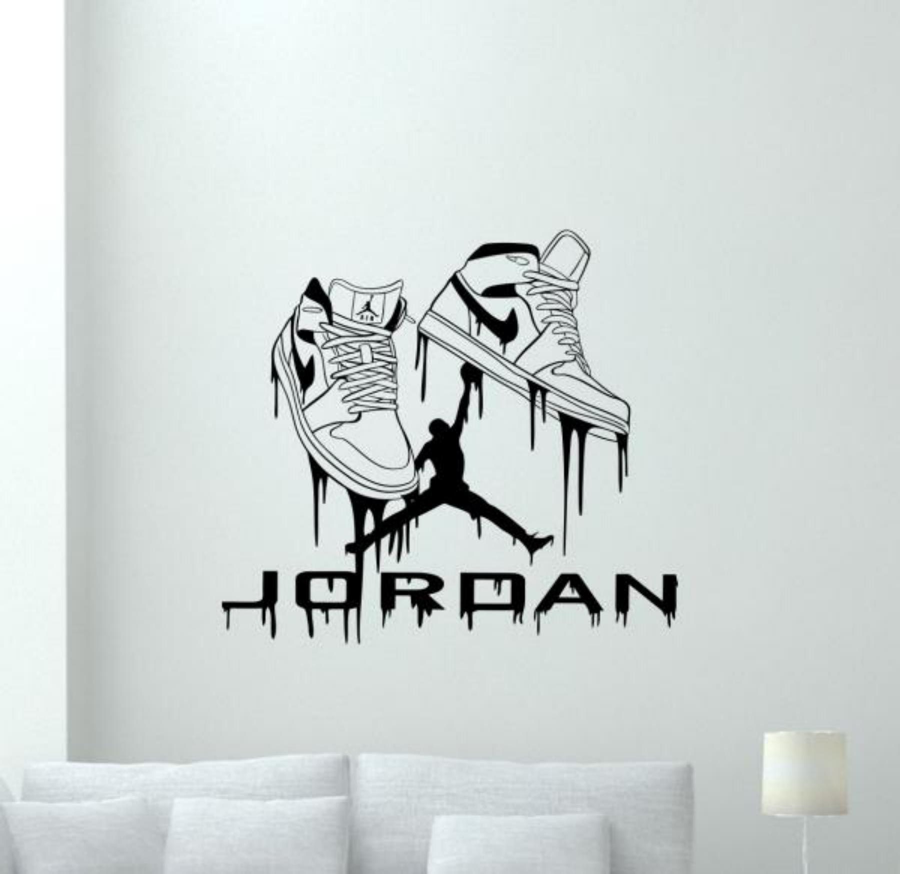 Air Jumpman Wall Decal Vinyl Sticker Sneakers Wall Art 23 Jordan Sign Gym Sport Decor Poster