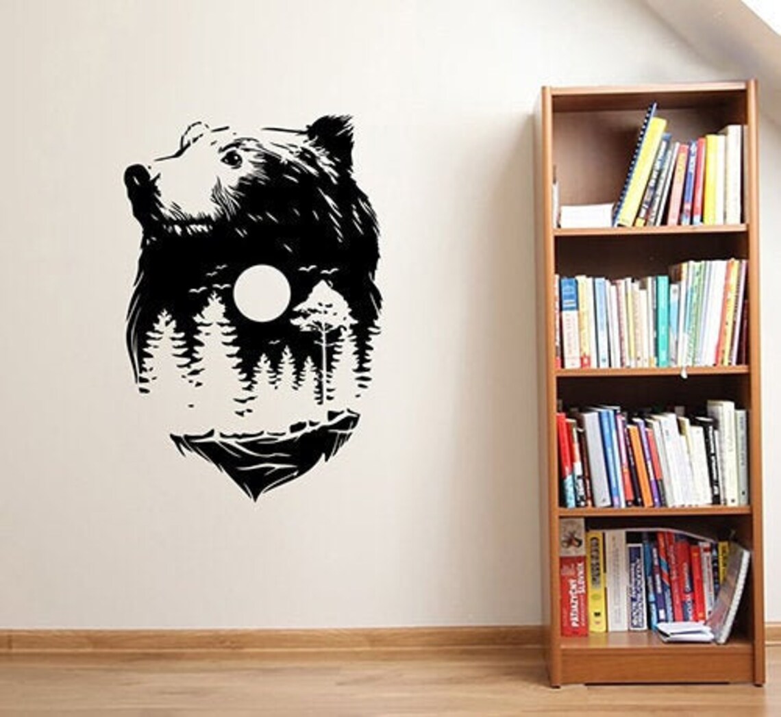 Grizzly Bear Wall Decal Fauna Forest Wildlife Vinyl Sticker Nature Art ...