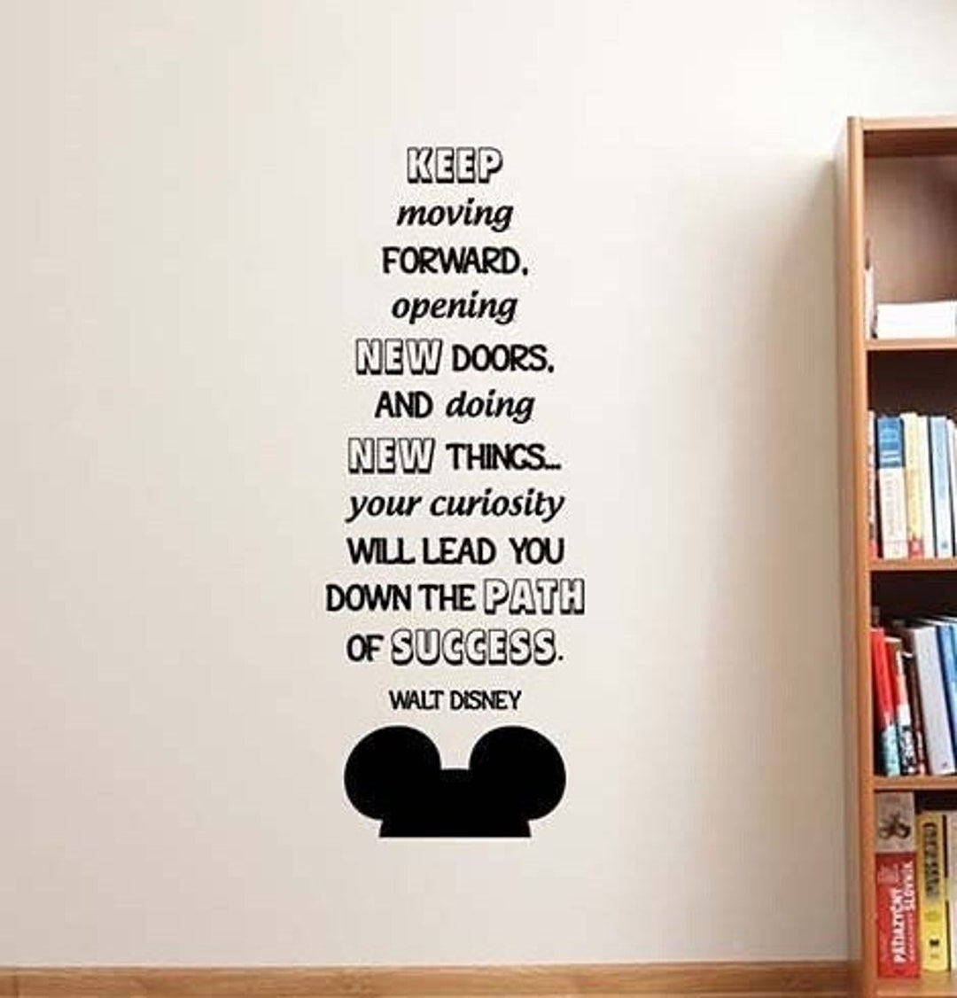 Keep Moving Forward Quote Wall Decal Mickey Mouse Vinyl Sticker Inspire Family Success Home Art