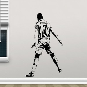 Ronaldo pared calcomanía vinilo pegatina fútbol pared arte fútbol Jersey niños habitación dormitorio signo gimnasio decoración niños cartel mural deporte jugador regalo 2597
