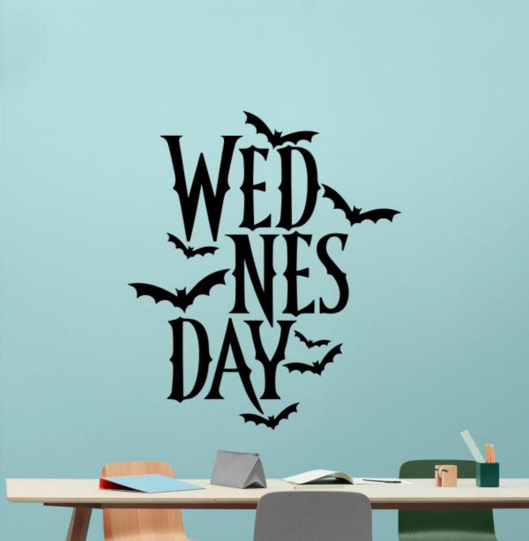 Wednesday Wall Decal Vinyl Sticker Bat Wall Art Living Room Sign Family