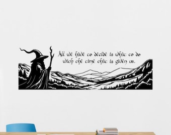 Alles wat we moeten beslissen is wat we met de tijd moeten doen Sticker vinyl muursticker tovenaar citaat kunst aan de muur teken decor poster muurschildering cadeau stencil 4287