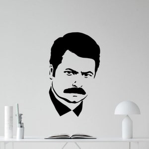 Ron Swanson Wall Decal Vinyl Sticker Wall Art Sign Bedroom Decor Living Room Poster Mural Gift Car Window Print 2642