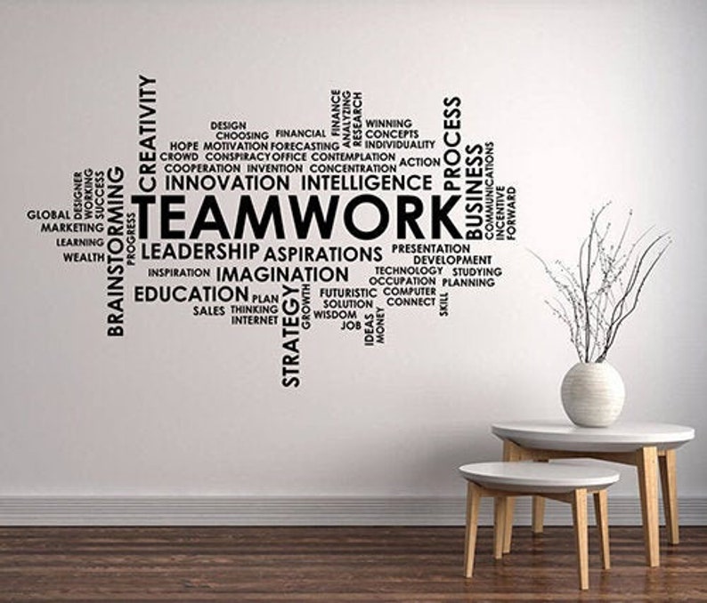 Teamwork Word Cloud Wall Decal Business Success Work Education Etsy