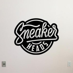 Sneakerhead calcomanía vinilo pared pegatina zapatilla cabeza pared arte signo zapatillas decoración cartel mural regalo plantilla impresión 2527