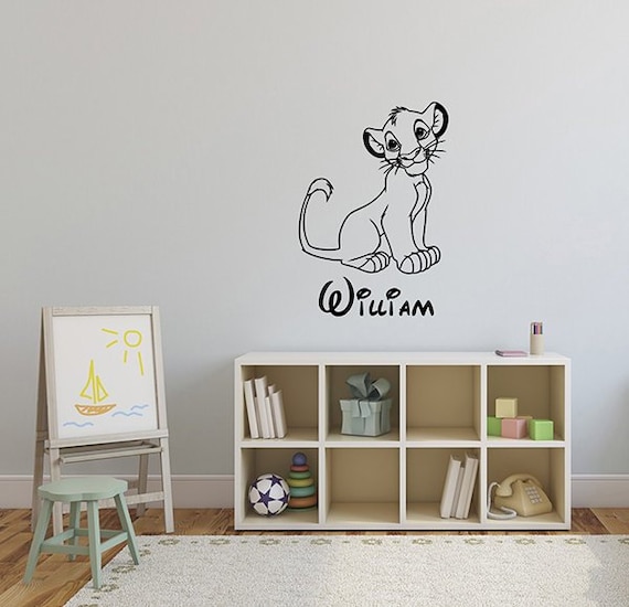 Custom Name Simba Wall Decal Lion King Personalized Vinyl - Lion Wall Sticker With Name