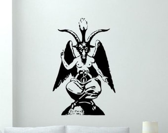 Baphomet Wall Decal Vinile Adesivo Lucifero Sigillo di Baphomet Wall Art Satana Segno Capra di Mendes Decor Camera Poster Murale Regalo Stencil 2646