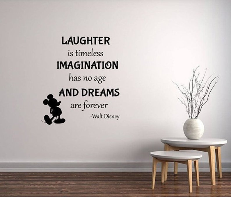 Laughter is Timeless Walt Disney Quote Wall Decal Mickey Mouse Etsy