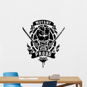 Calcomanía de vinilo para pared mutante y orgulloso, arte de pared de tortuga, decoración de películas, letrero para habitación de niños, cartel para niños, Mural, regalo 2606
