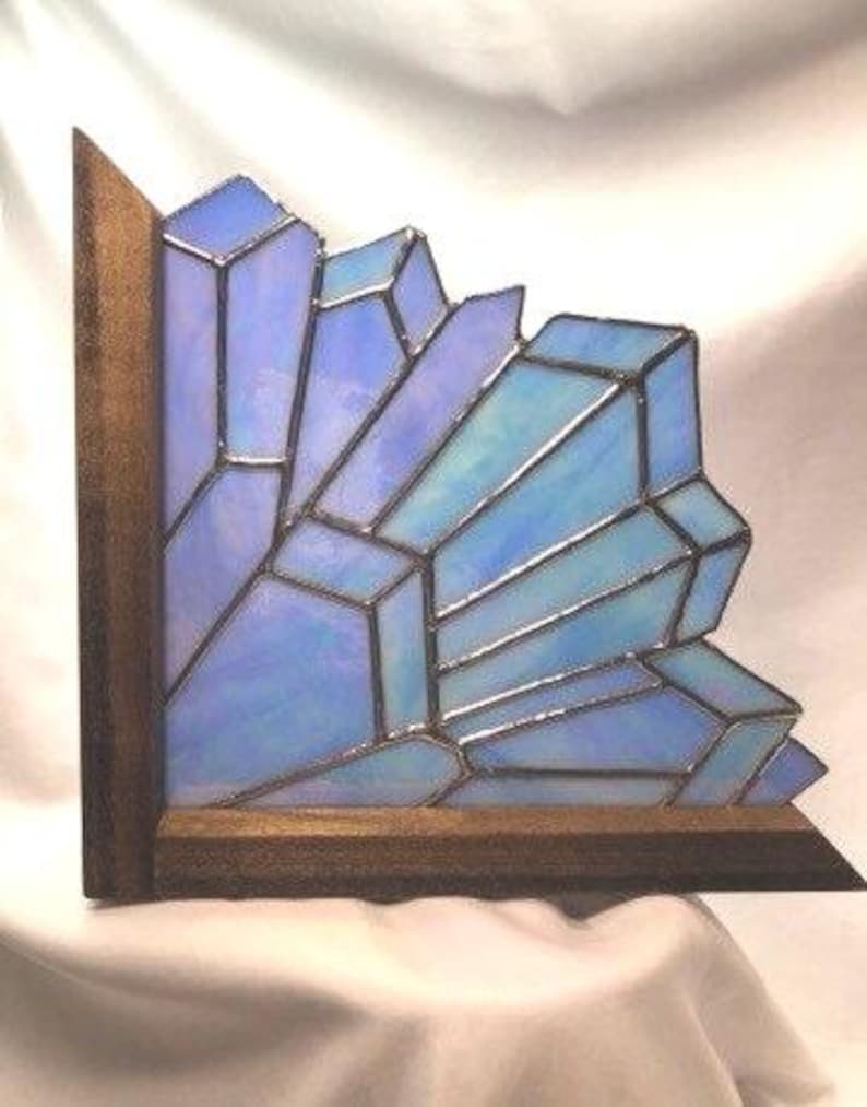 Stained Glass Corner Piece, Window Corner Decor, Iridescent Glass Art, Tiffany Method Suncatcher, Handmade Unique Home Accent,Corner Crystal image 11