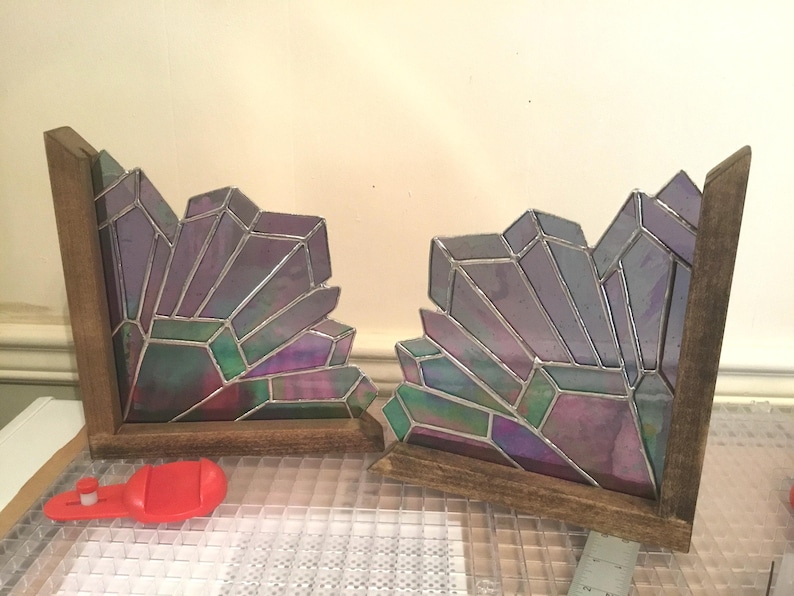 Stained Glass Corner Piece, Window Corner Decor, Iridescent Glass Art, Tiffany Method Suncatcher, Handmade Unique Home Accent,Corner Crystal image 10