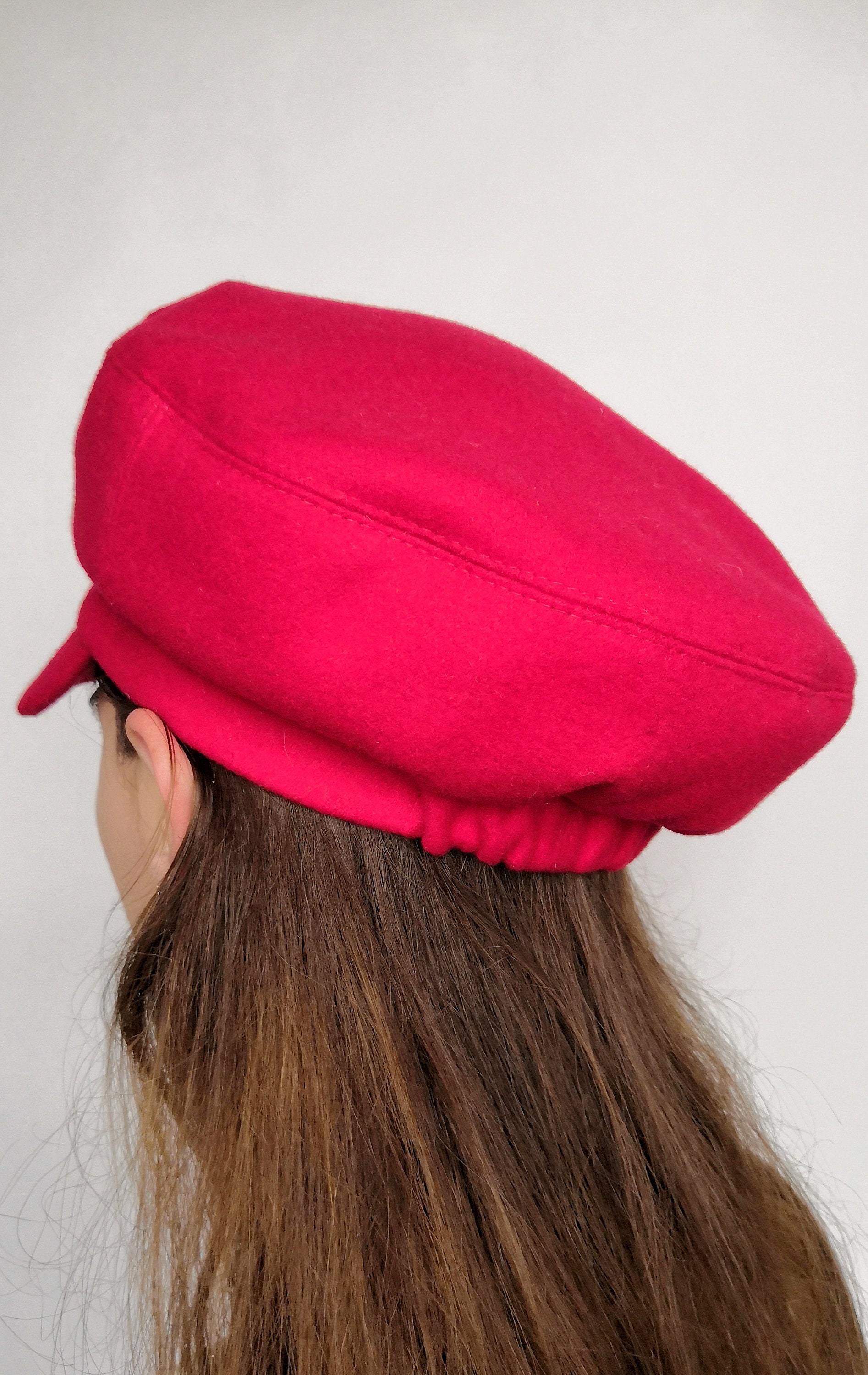 Red custom newsboy cap women Peaked cap Casual Hat Spring Etsy