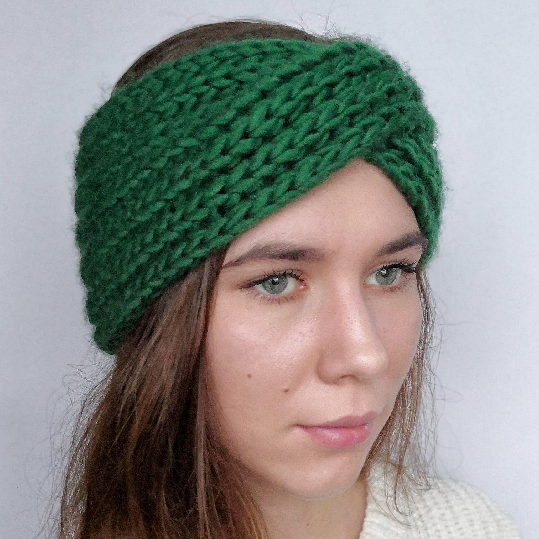 Green women headband Hand knit turband Headwrap hair Etsy