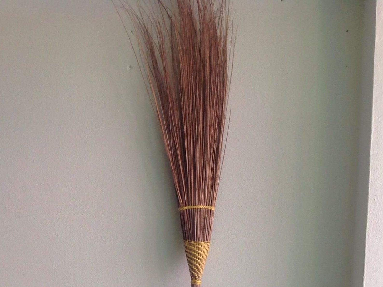 Broom Stick Bamboo Grass Broom With Cover Fabric Bamboo Handle Etsy