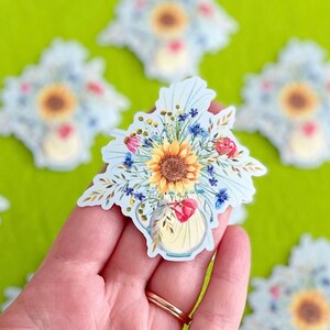 Sunflower floral bouquet sticker, Spring, Summer, adhesive vinyl, premium gloss