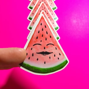 Mr. Melon - Schnurrbart Aufkleber - Wassermelone - wasserfester Vinyl-Aufkleber