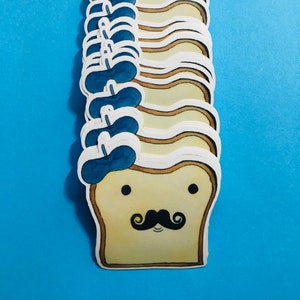 French Toast - Schnurrbart Aufkleber - Brot Aufkleber - Baskenmütze Hut - wasserfester Vinylsticker