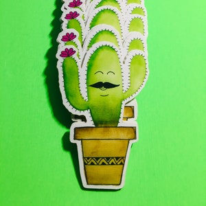 Mr. Cactus - Feigenkaktus - Kakteen - Schnurrbart Aufkleber - wasserfester Vinyl Aufkleber
