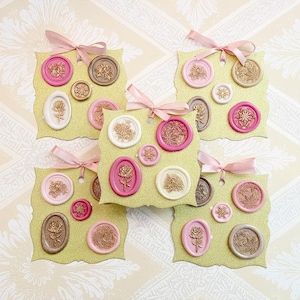 Sellos de lacre para San Valentín de invierno, festivos, rosas, lirios, copos de nieve, adornados con oro, pegatinas adhesivas, papelería, escritura de cartas, intercambio de correspondencia