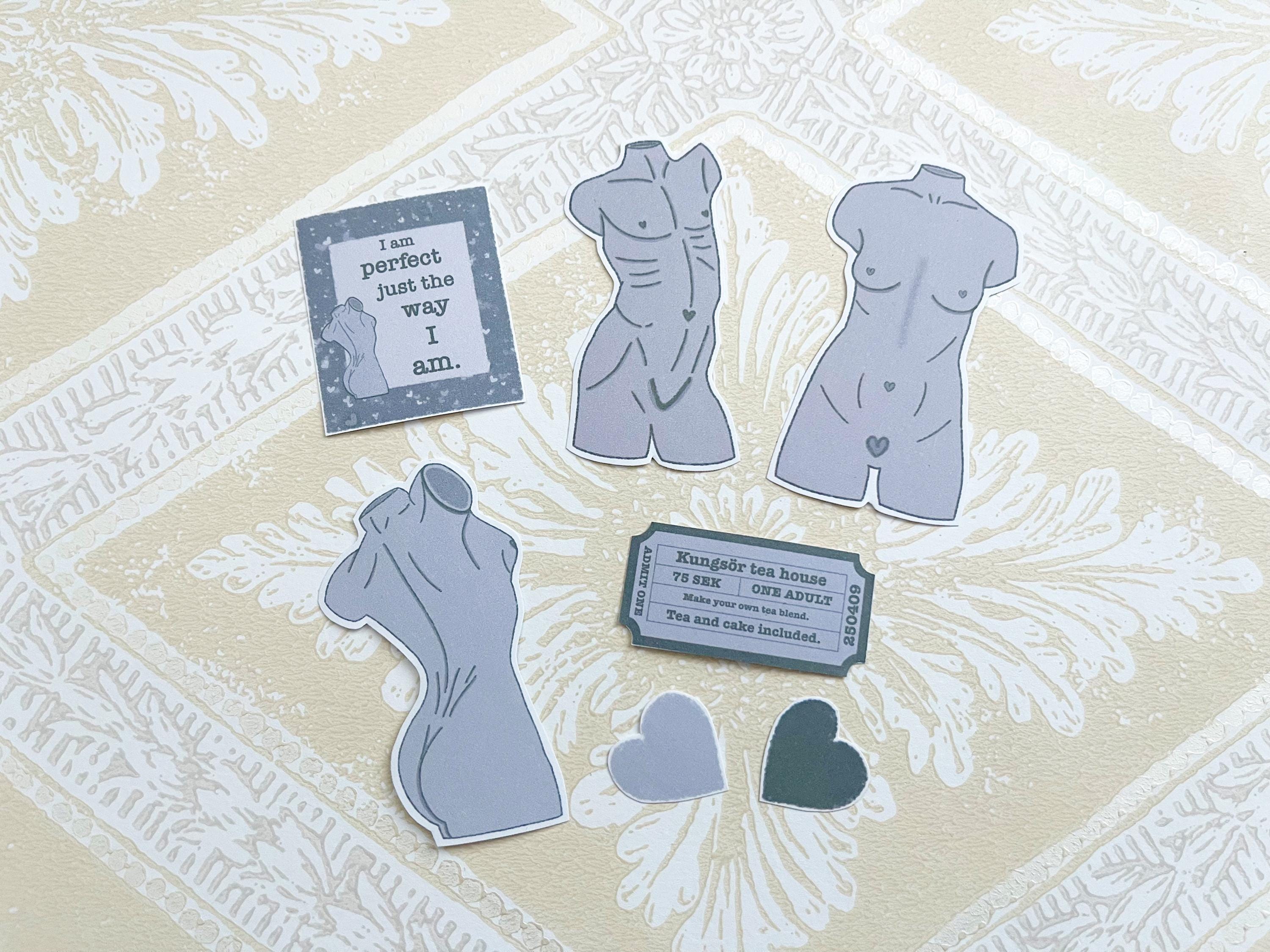 Body positive men and women, pack of 7 stickers, Love yourself, self love, mental health, empowerment, stationary, planner, journal, deco