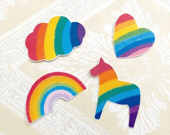 Regenbogen Pride, Sticker Pack, Wunderland, Happy Planer, Herzen, bujo, Journal, mattes Papier, Penpalling, Scrapbooking, Dalapferd