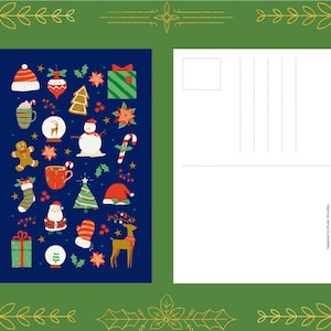 Schwedische Weihnachten, skandinavische Volkskunst, Premium matte XL-Postkarte, Lebkuchenplätzchen, Rentier, nordisches Design, Brieffreundschaft, Papeterie