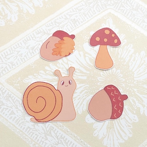 Sluggie the derpy escargot, champignon, glands, automne, autocollant en papier découpé, papeterie, happy planner, journal, correspondance, scrapbooking, kindle