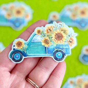 Sunflower floral car sticker, Spring, Summer, adhesive vinyl, premium gloss