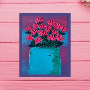 Bouquet di tulipani - Cartolina lucida premium XL - Pittura a spatola - Arte floreale - Stampa - Post-attraversamento - Penpal - Stazionario