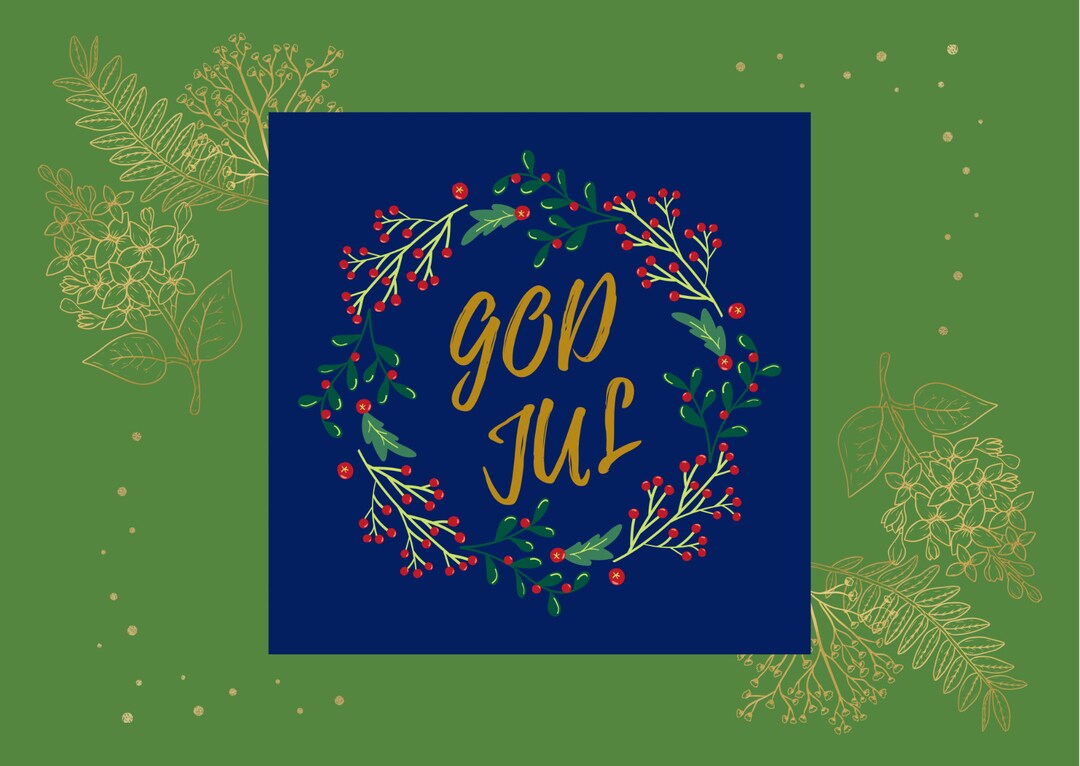 God Jul, Swedish Christmas, Scandinavian Folk Art, Premium Matte Square ...