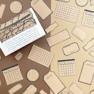 Set von 45 Teilen, handgefertigte Ephemera Taschen, Taschen für Journale, Journaling, Bullet Journaling, Bujo Tracker, Scrapbooking, Bastelpapiere