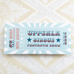 Uppsala-circus, Zweden, ticket, XL DL-ansichtkaart, kunstprint, premiumkwaliteit, matte afwerking, postcrossing, penvriend, briefkaart, wenskaart