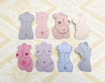 Body positive Women, Packung mit 8 Aufklebern, Love yourself, Selbstliebe, psychische Gesundheit, Empowerment, stationär, Planer, Journal, dekorativ