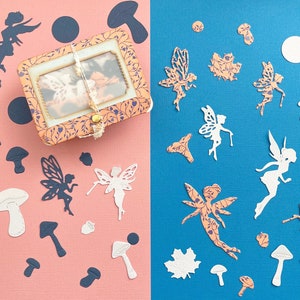 40 pièces, pochettes découpées, bleu-blanc-rose, inspiration fée des bois, champignons, scrapbooking, journalisme, fournitures pour la fabrication de cartes, correspondants
