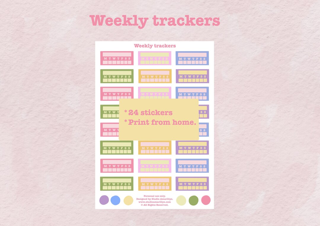 Weekly Habit Tracker Printable Planner Stickers, Pastel Spring ...