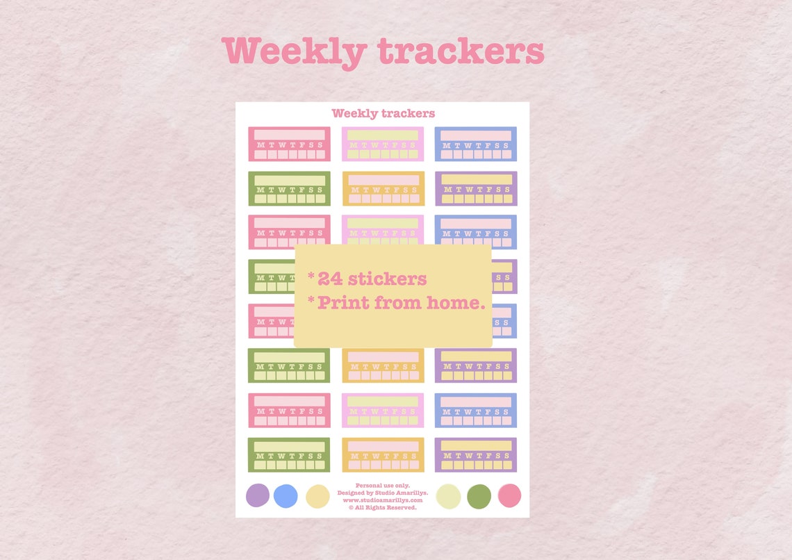 Weekly Habit Tracker Printable Planner Stickers, Pastel Spring ...
