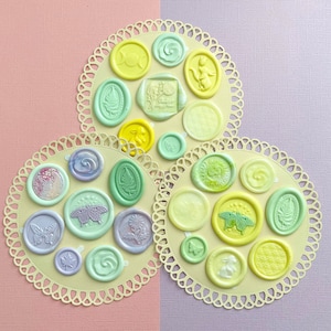 Frühling Sommer Pastell, Mix aus verschiedenen Wachssiegeln, 8er Set Aufkleber, Briefpapier, Wachsversiegelung, Journaling, Scrapbooking, Penpals,
