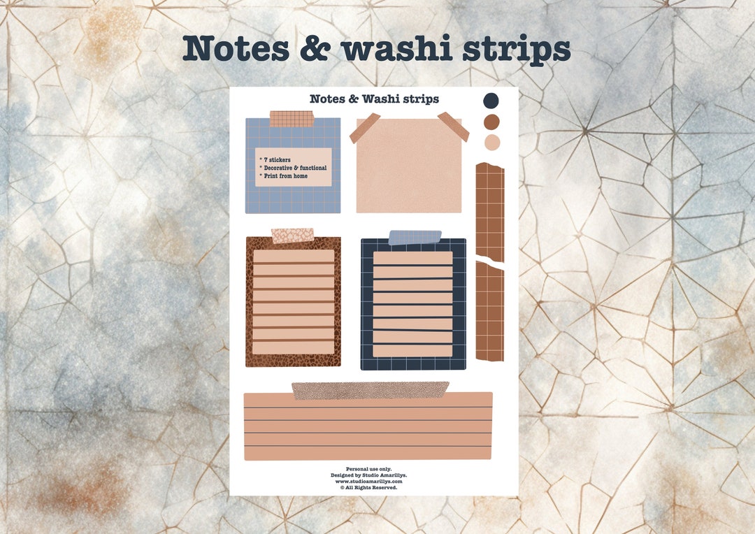 Notes and Washi Tape Printable Planner Stickers, Winter Library ...