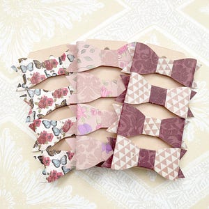 Set van 4, 3D-papieren vlinderstrikken, medium, cadeau, label, patroon, decoratie, topper, verjaardag, doos inpakken, knutselen, herfst, versieringen