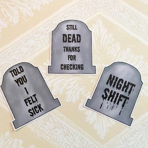 Pierres tombales drôles, paquet d'autocollants, creepmass, stationnaire, goth, inapproprié, sombre, humour, RIP, planificateur de sarcasme, journal, scrapbooking
