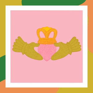 Claddagh irlandês, cartão postal brilhante premium quadrado, amizade, amor, lealdade, coroa, herança irlandesa, noivado, presente de mãe e filha, impressão