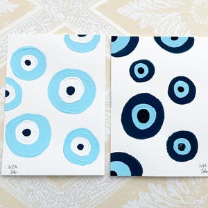 Cartolina con occhio malvagio, dipinta a mano, arte originale, cartolina A6, pittura a guazzo ad acquerello, postcrossing, amico di penna, cancelleria, Mediterraneo
